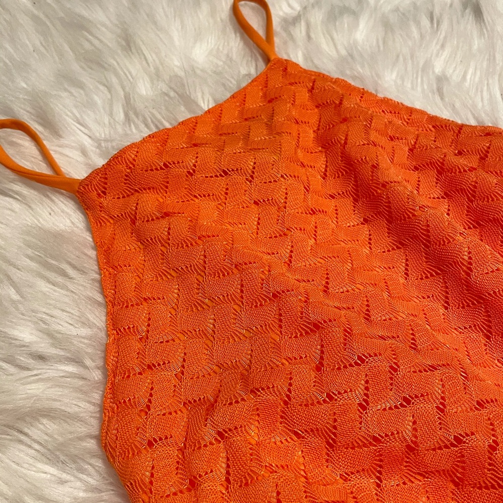 Derek Heart Tangerine Flowy High Neck Summer Dress